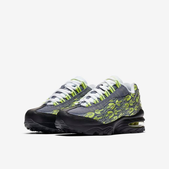 Nike Other - Nike Air Max 95 SE GS Boys Kids Logos Grey Volt Neon 6 922173-004 Black Sneaker